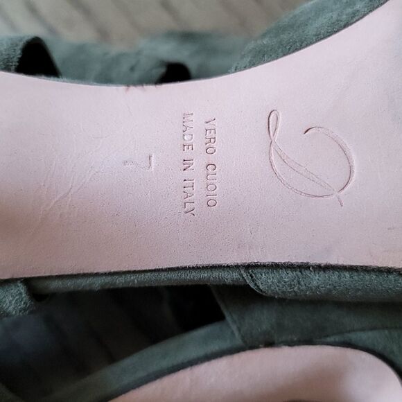Olive green suede size 7 heels Vero cuoio New - Picture 6 of 7